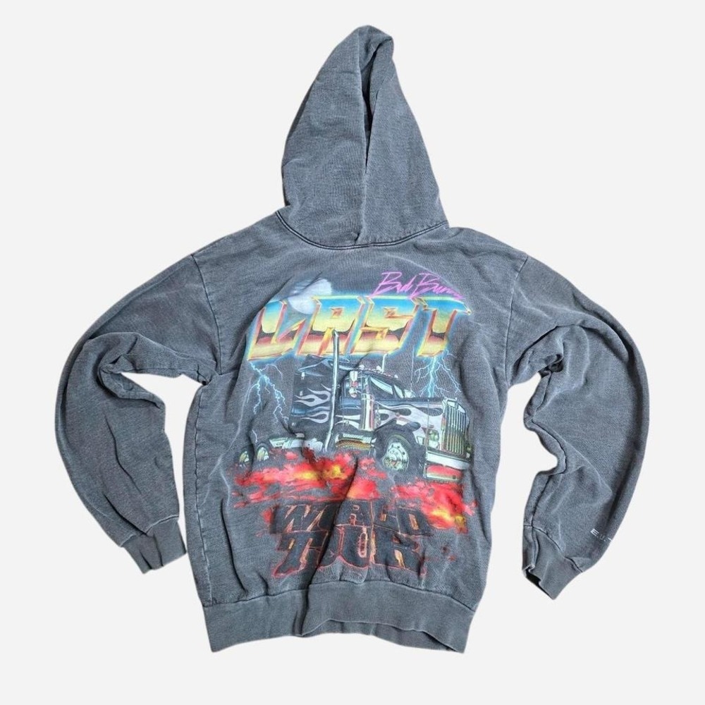 Bad Bunny El Ultimo‎ Tour Del Mundo Hoodie Charcoal Gray Graphic Mens Medium